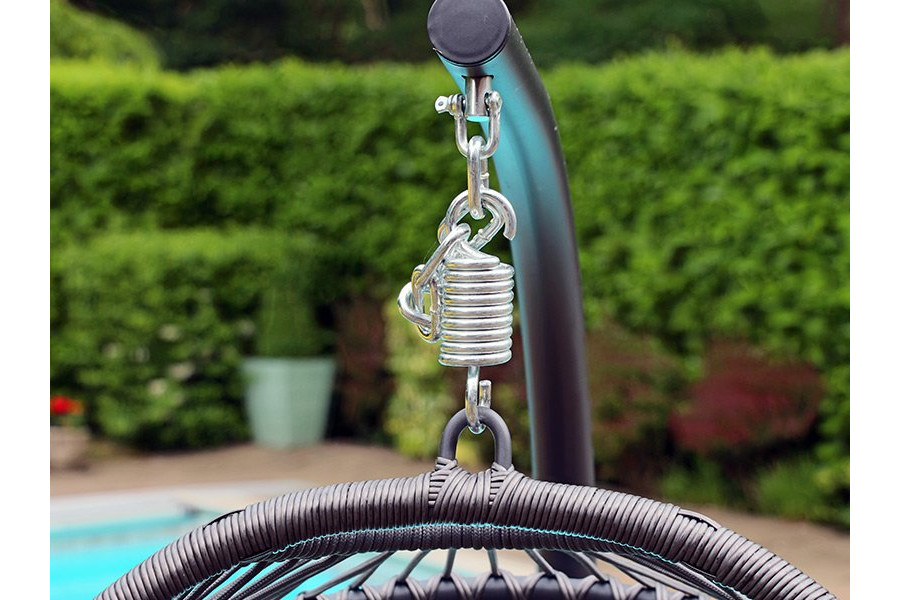 Rattan effect Hanging Foldable Garden Egg Cocoon Chair Grey